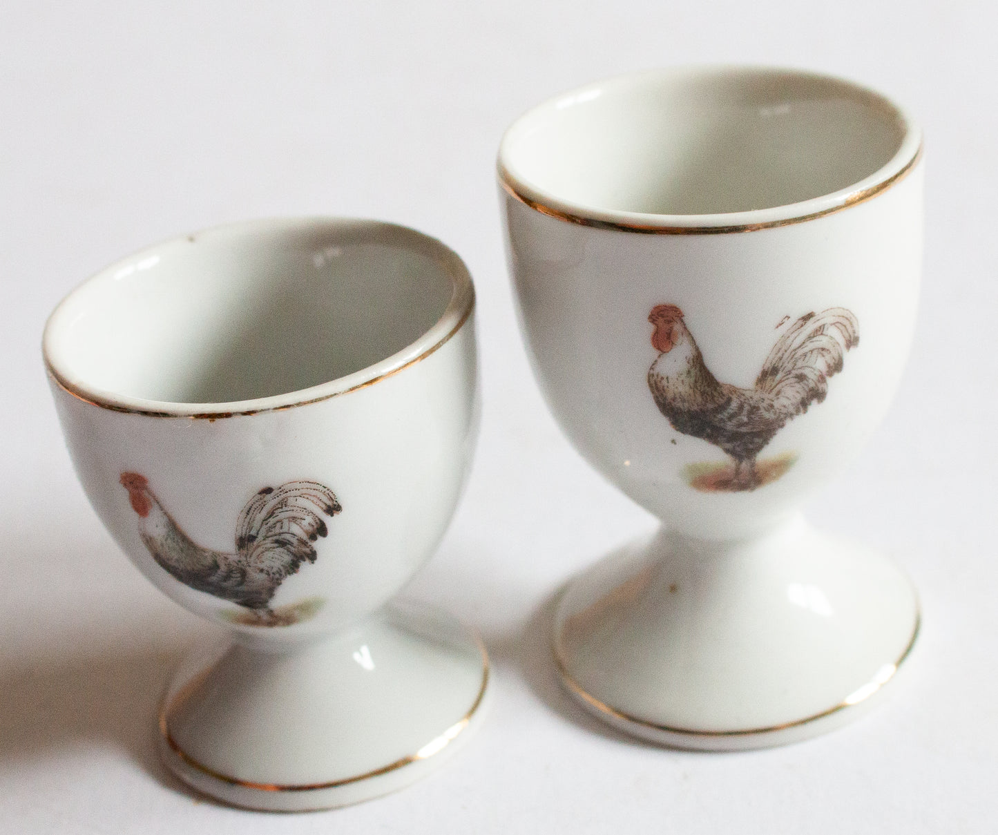 Vintage Egg Cups with Cockerel Detail (2)