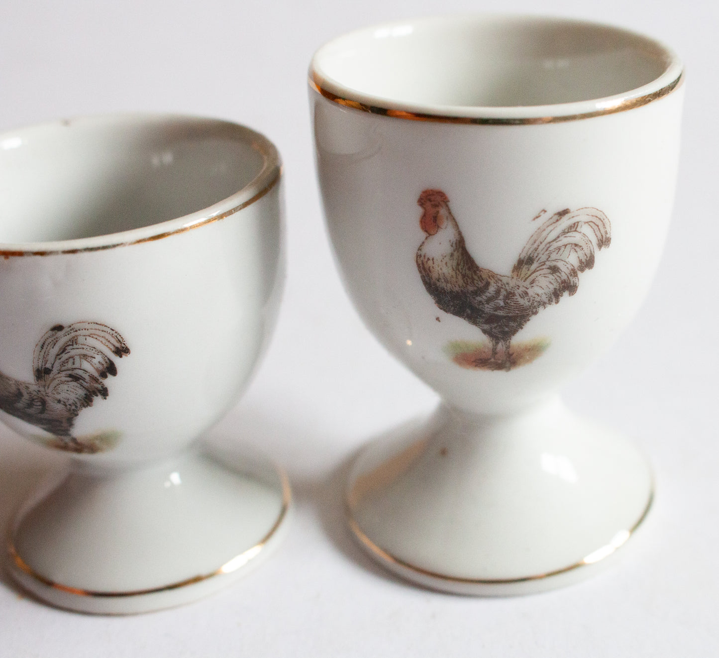 Vintage Egg Cups with Cockerel Detail (2)