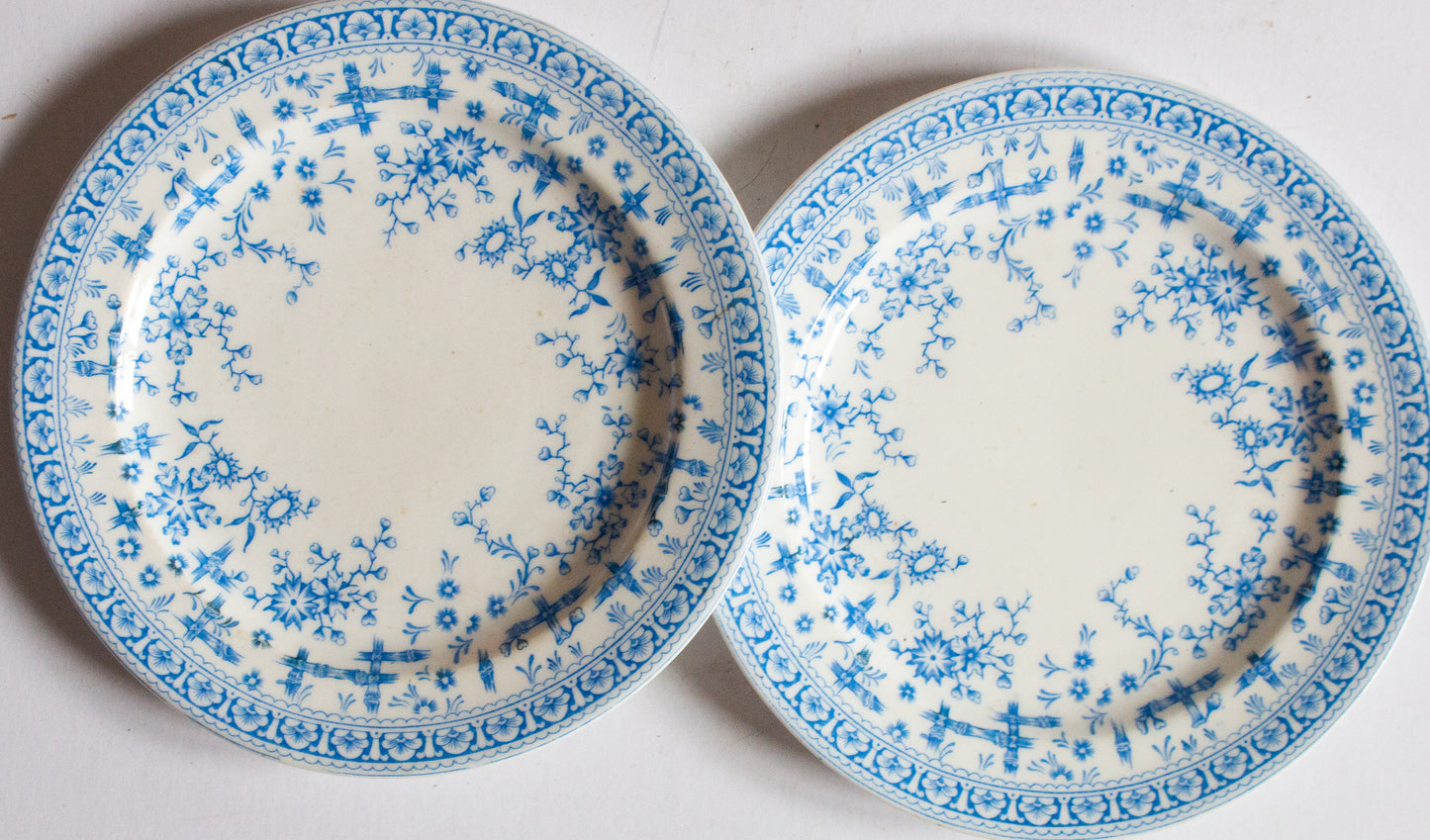 Osborne China Blue and White Transferware 7" Side Plates (2)