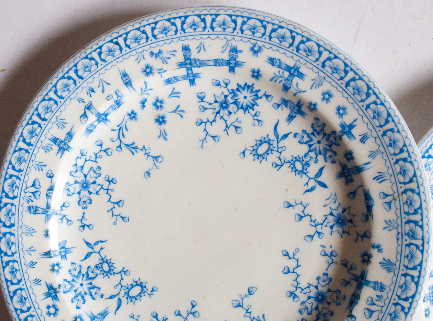 Osborne China Blue and White Transferware 7" Side Plates (2)