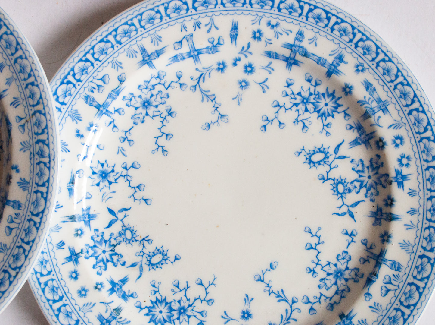 Osborne China Blue and White Transferware 7" Side Plates (2)