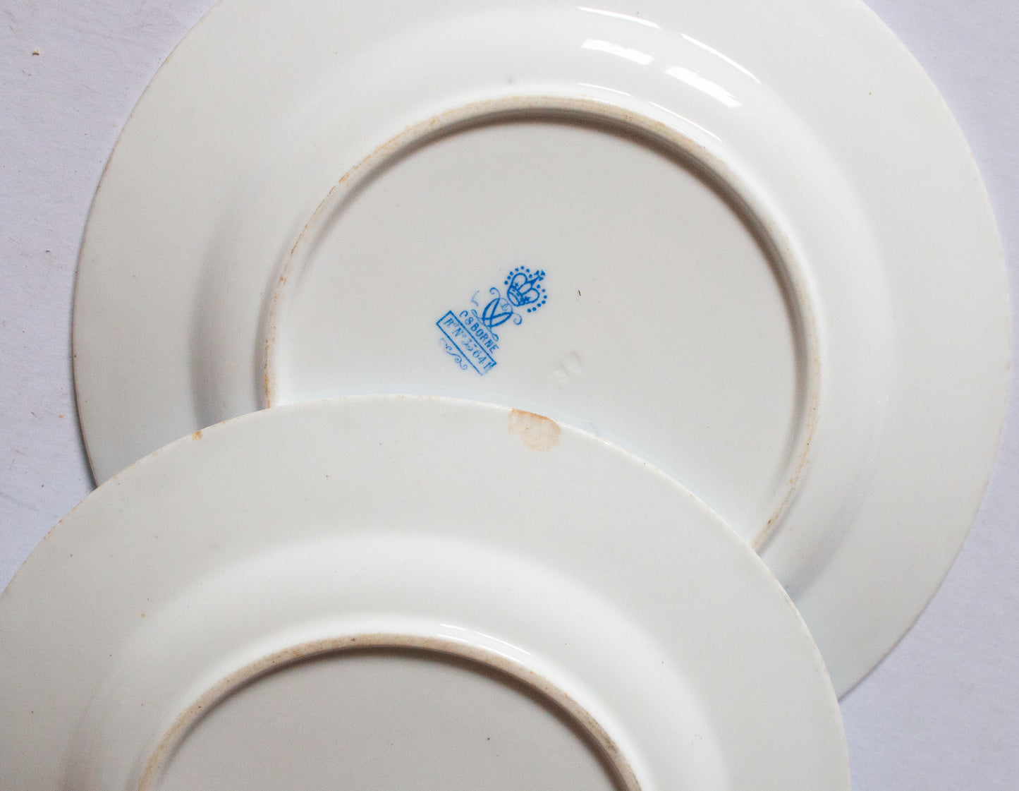 Osborne China Blue and White Transferware 7" Side Plates (2)