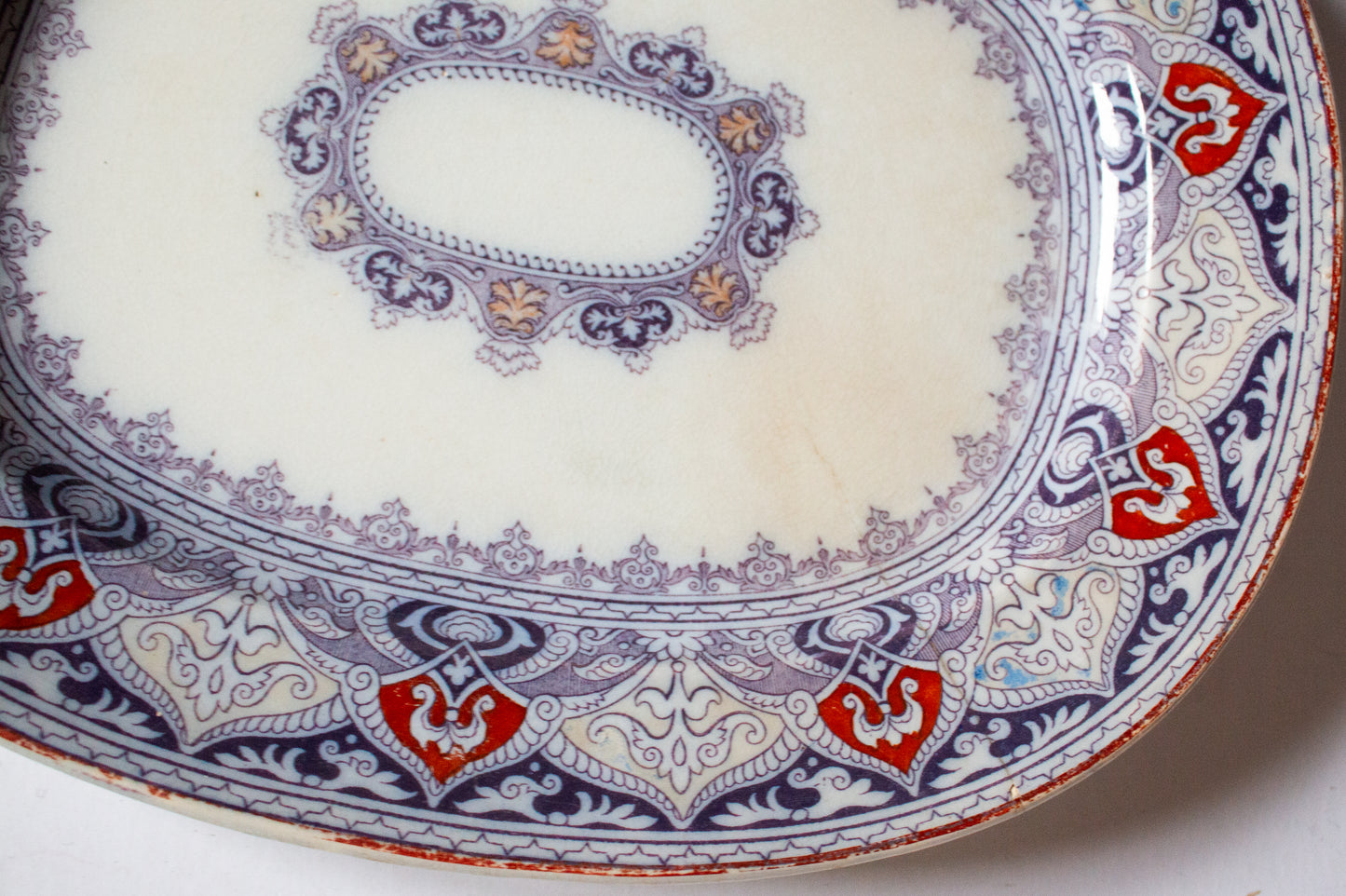 Francis Morley & Co. Small Blue and White Transferware Clobbered 'Chantilly' Pattern Serving Platter