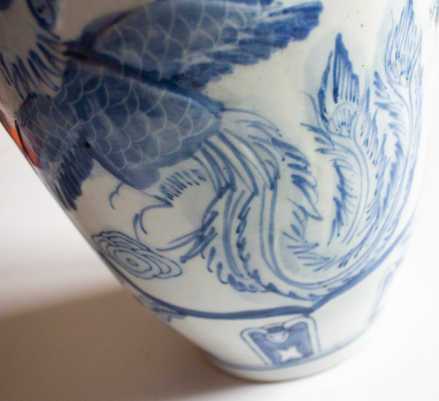 Large Blue and White Transferware Chinese Vase