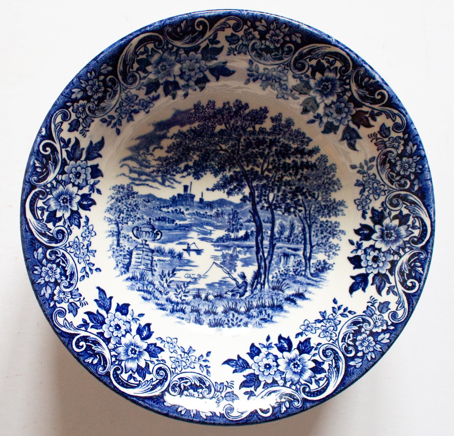 Broadhurst Staffordshire Ironstone 'The English Scene' Blue and White Transferware Dessert or Cereal Bowls (5)