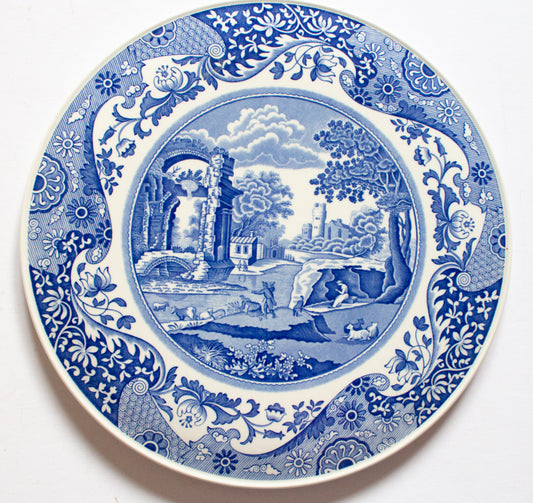 Spode Italian Blue and White Transferware Domed Cake Plate