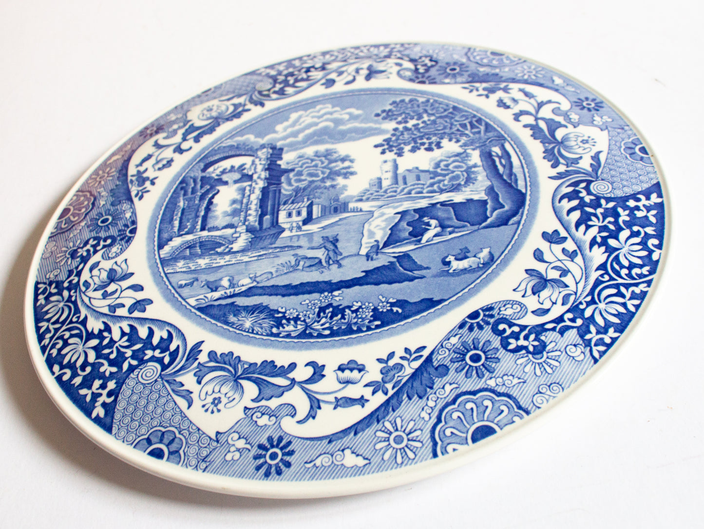 Spode Italian Blue and White Transferware Domed Cake Plate