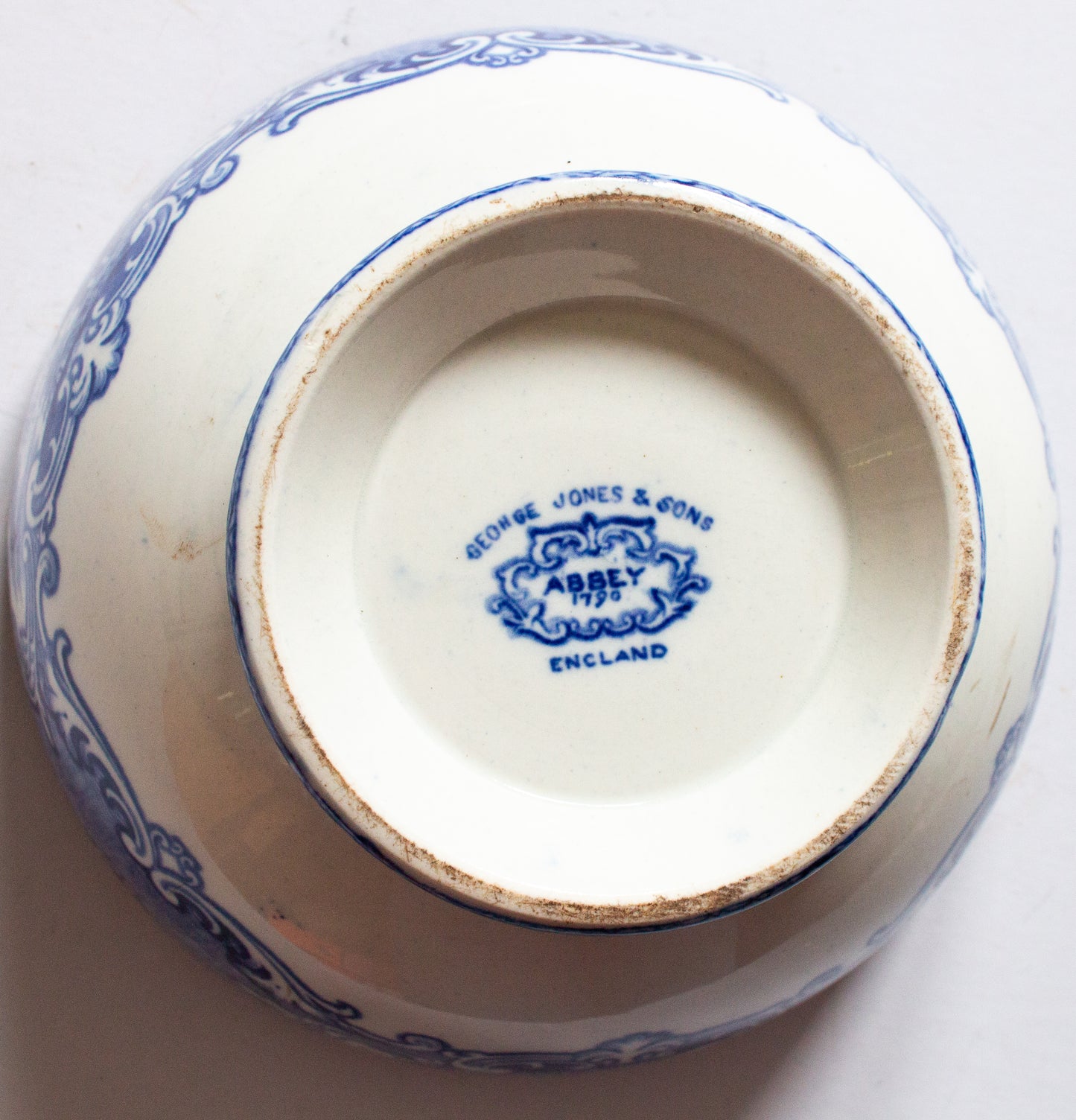 George Jones 'Abbey' Blue and White Transferware Bowl