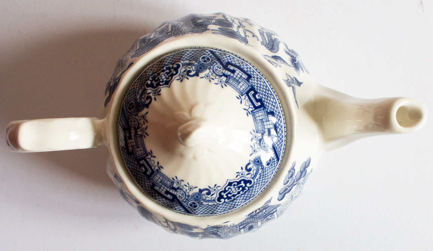 Churchill China Large 'Willow' Blue and White Transferware Teapot