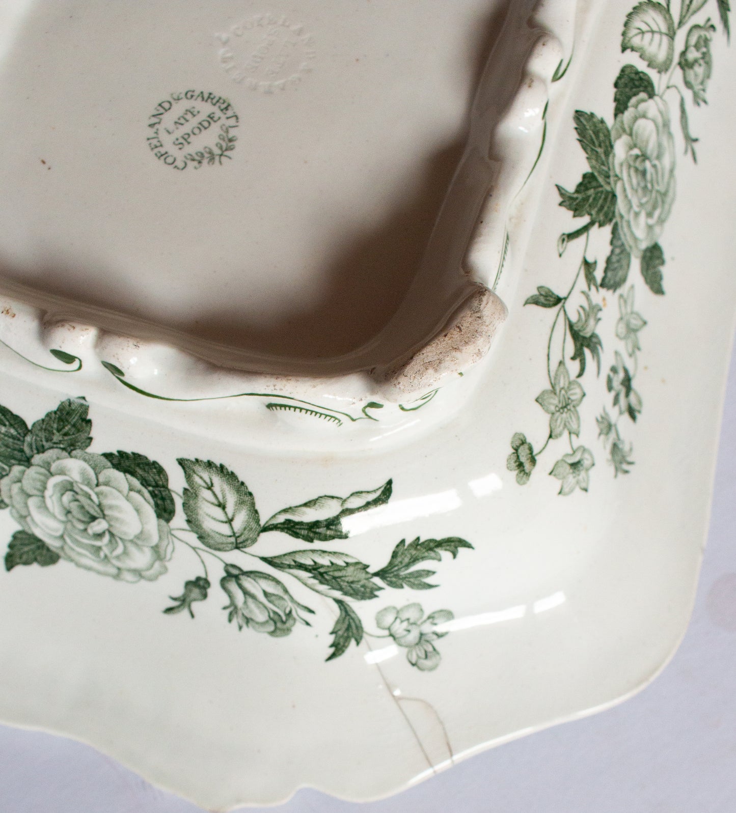 Copeland Late Spode Green and White Transferware Lidded Tureen