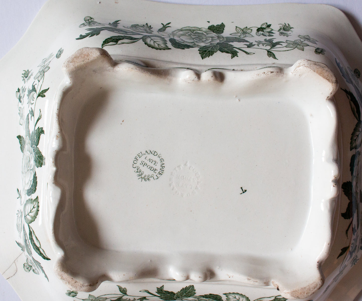 Copeland Late Spode Green and White Transferware Lidded Tureen