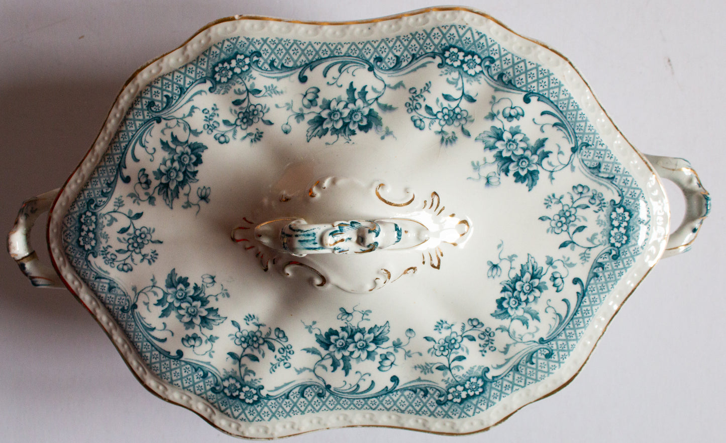 Edwardian Blue and White Transferware Lidded Tureen