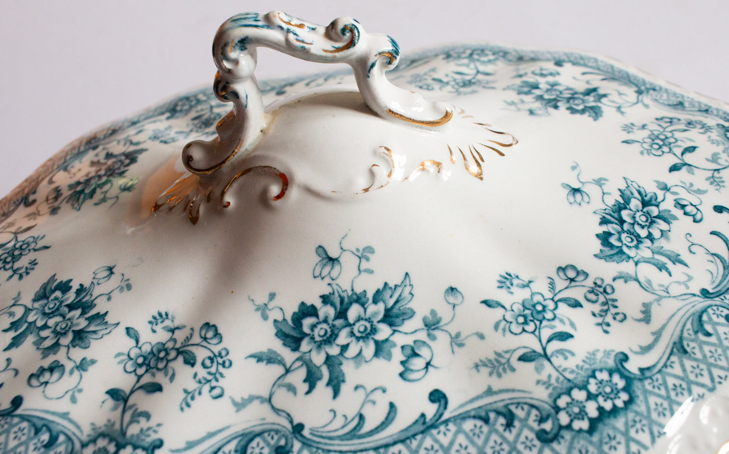 Edwardian Blue and White Transferware Lidded Tureen