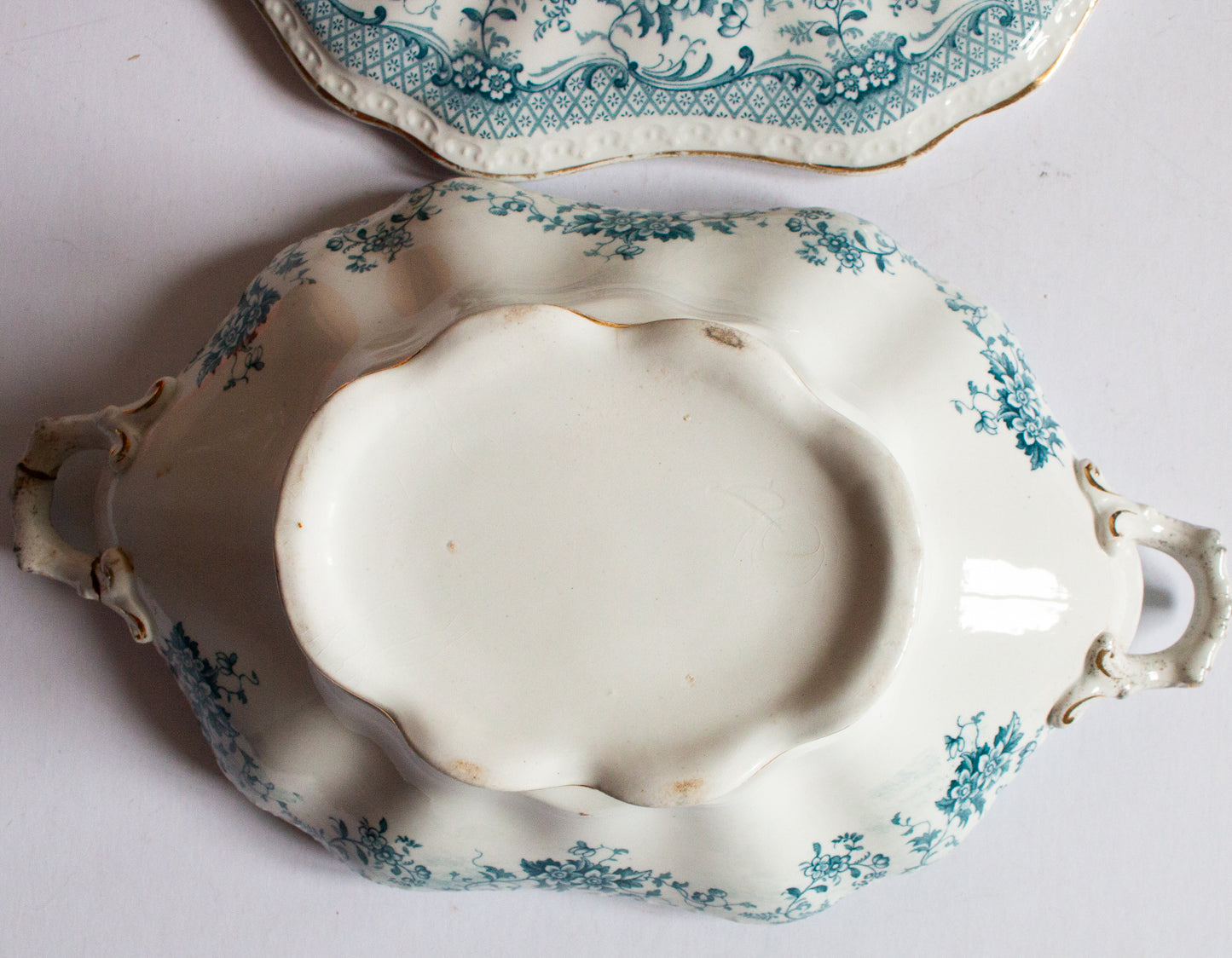 Edwardian Blue and White Transferware Lidded Tureen