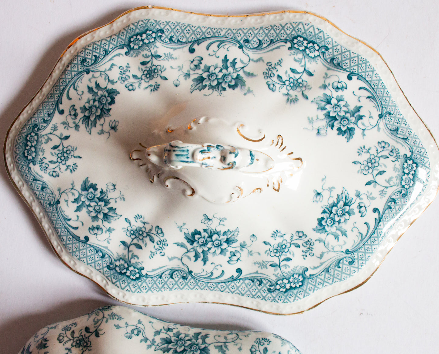 Edwardian Blue and White Transferware Lidded Tureen