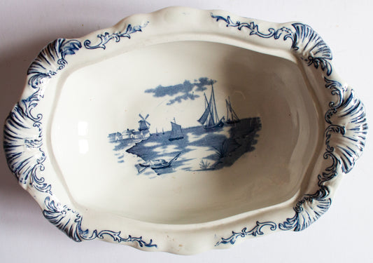 Grimwade Bros. 'Delph' Pattern Blue and White Transferware Tureen Base