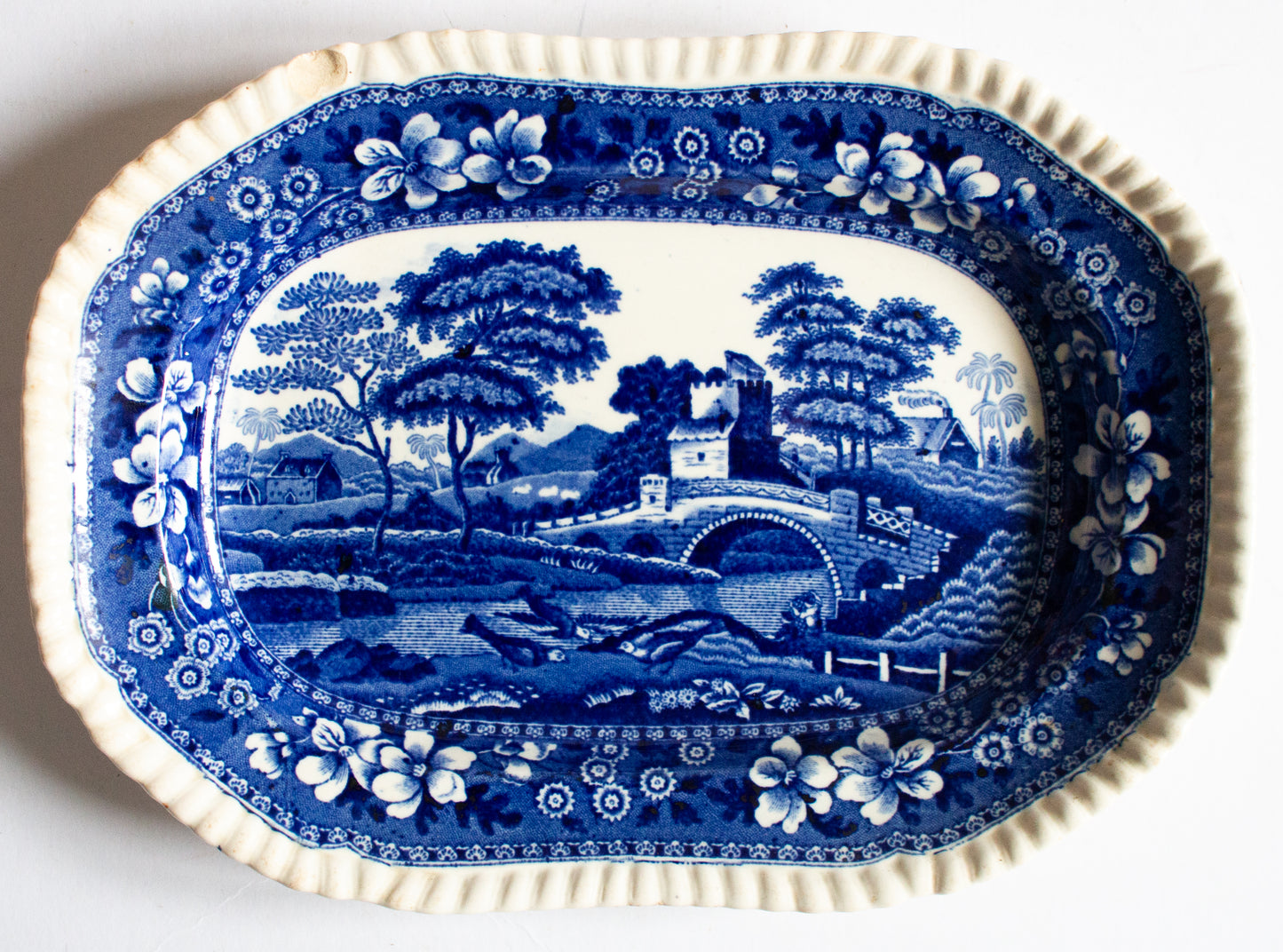 Spode's 'Tower' Pattern Blue and White Transferware Small Serving Platter