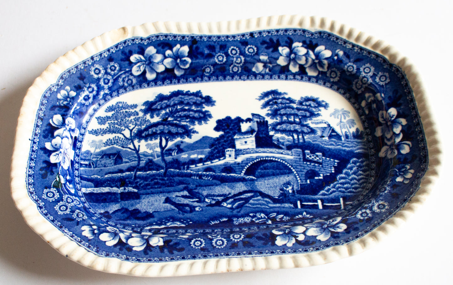 Spode's 'Tower' Pattern Blue and White Transferware Small Serving Platter