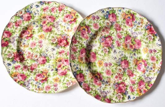 Royal Winton 'Summertime' Pattern Chintz 7.75" Plates (2)