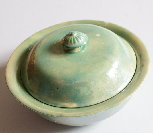 Vintage Green Lustre Lidded Soap Dish