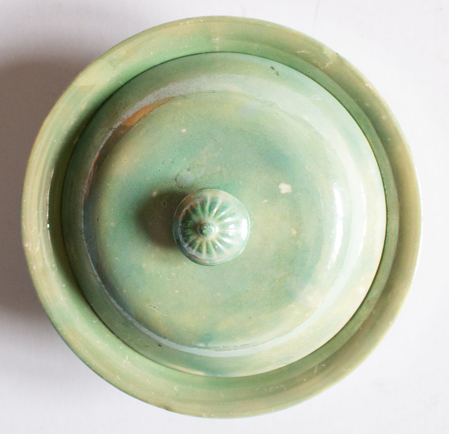 Vintage Green Lustre Lidded Soap Dish