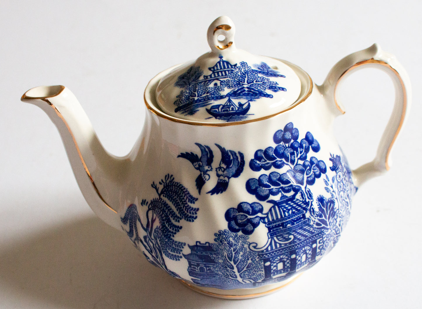 Sadler England Small 'Willow' Blue and White Transferware Teapot