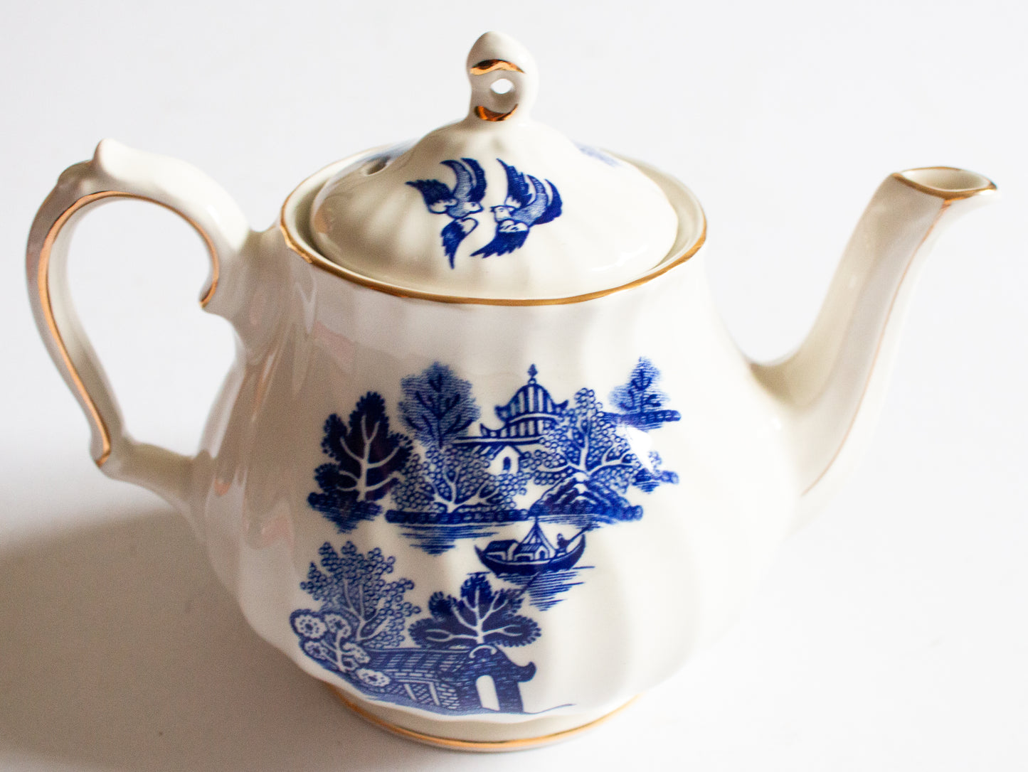 Sadler England Small 'Willow' Blue and White Transferware Teapot