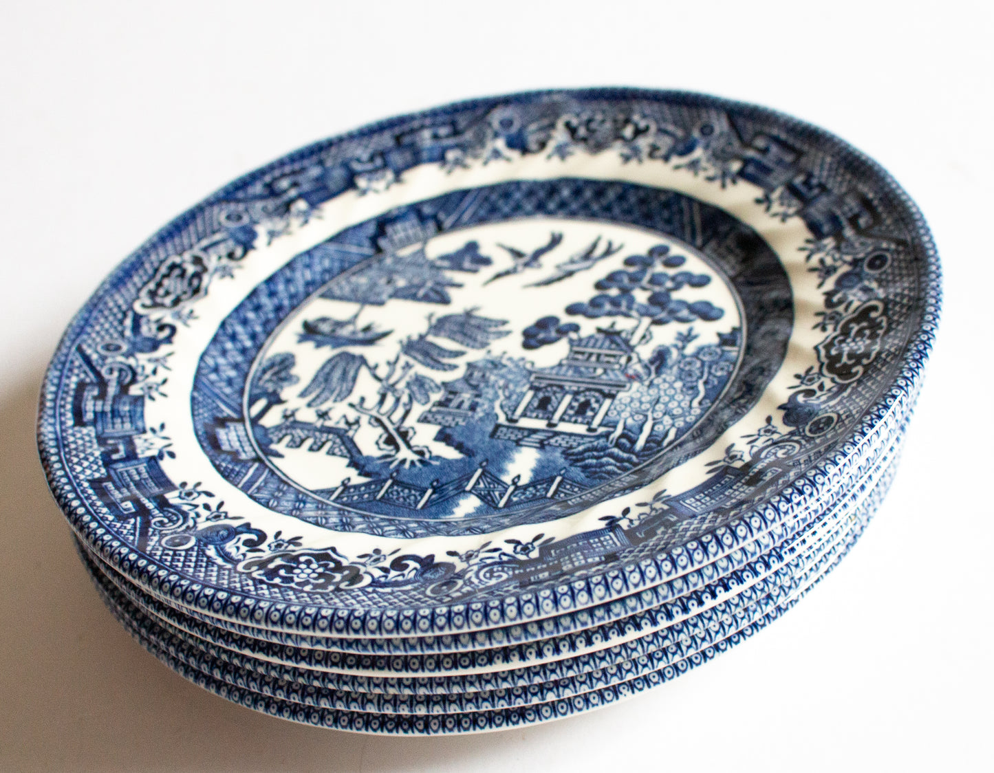 Royal Wessex Blue and White 'Willow' Pattern 6.5" Transferware Side Plates (6)