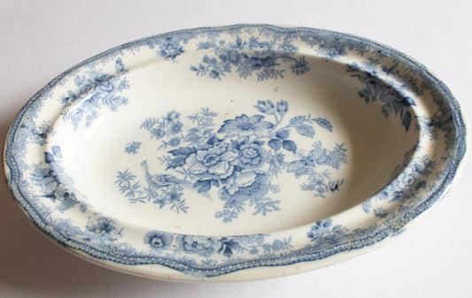 Burslem Pottery Blue and White 'Asiatic Pheasants' Transferware Tureen Base or Comport