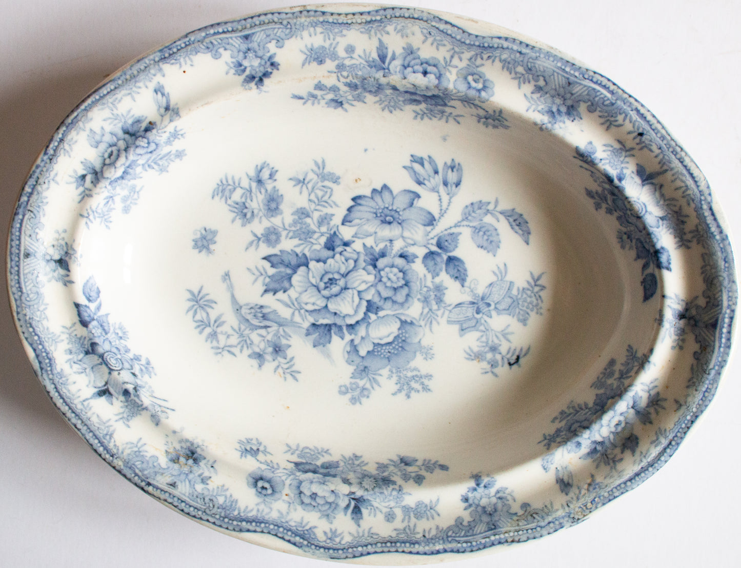 Burslem Pottery Blue and White 'Asiatic Pheasants' Transferware Tureen Base or Comport