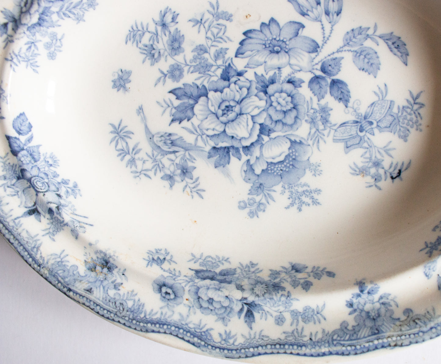 Burslem Pottery Blue and White 'Asiatic Pheasants' Transferware Tureen Base or Comport