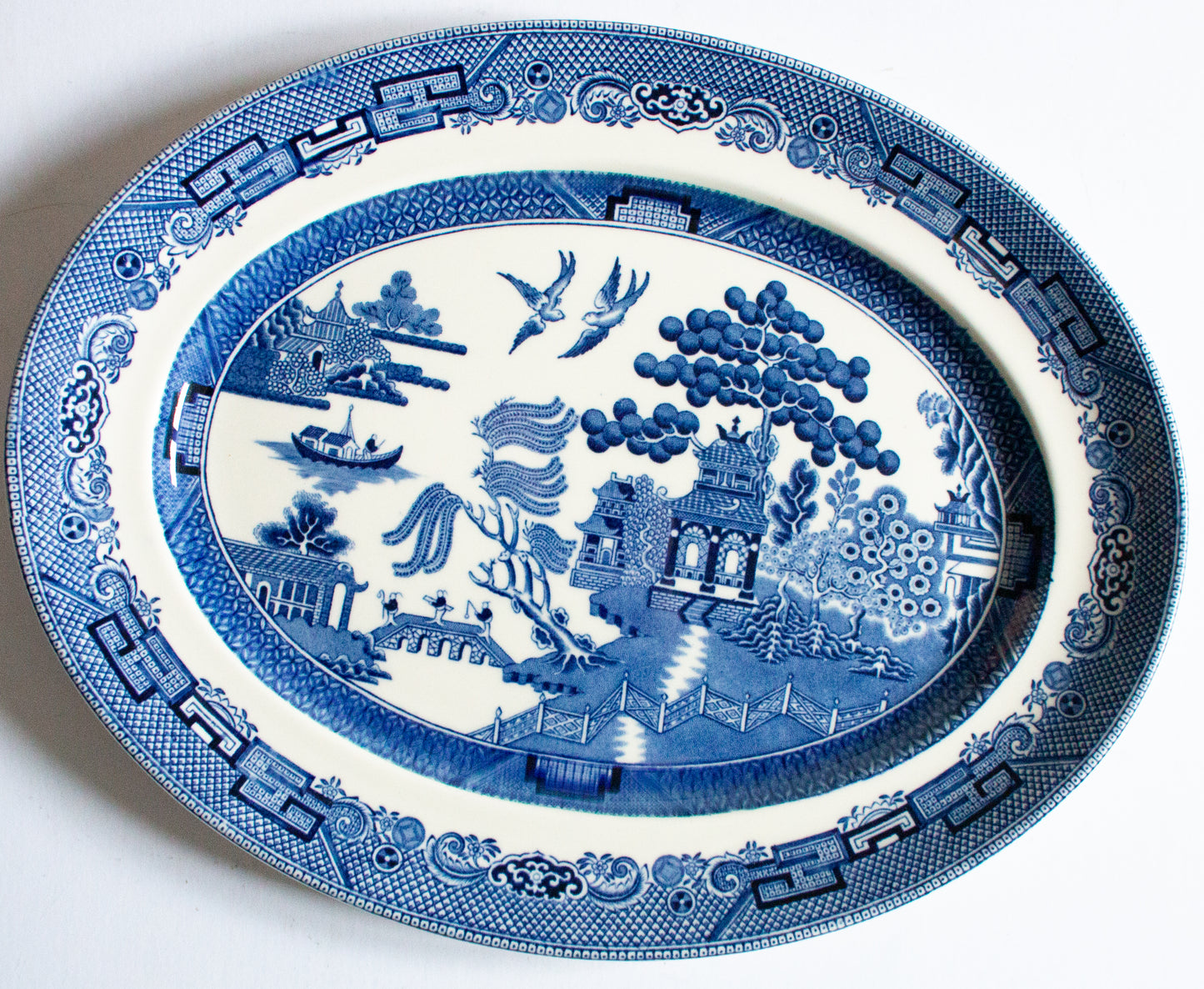 Johnson Bros. 'Willow' Pattern Small Blue and White Transferware Serving Platter