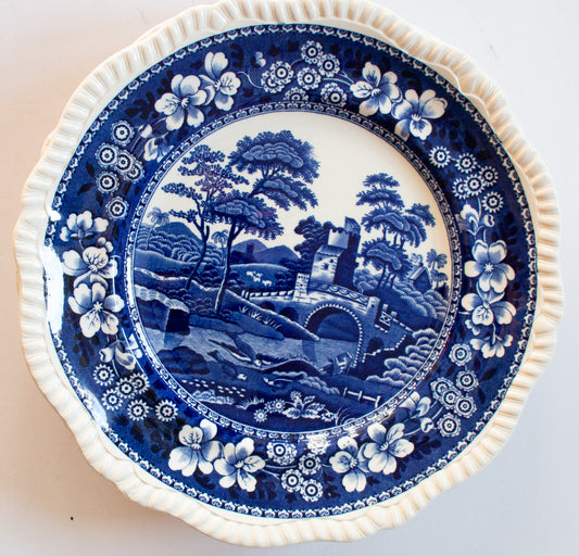 Spode's 'Tower' Pattern Blue and White Transferware 10.5" Dinner Plates (5)