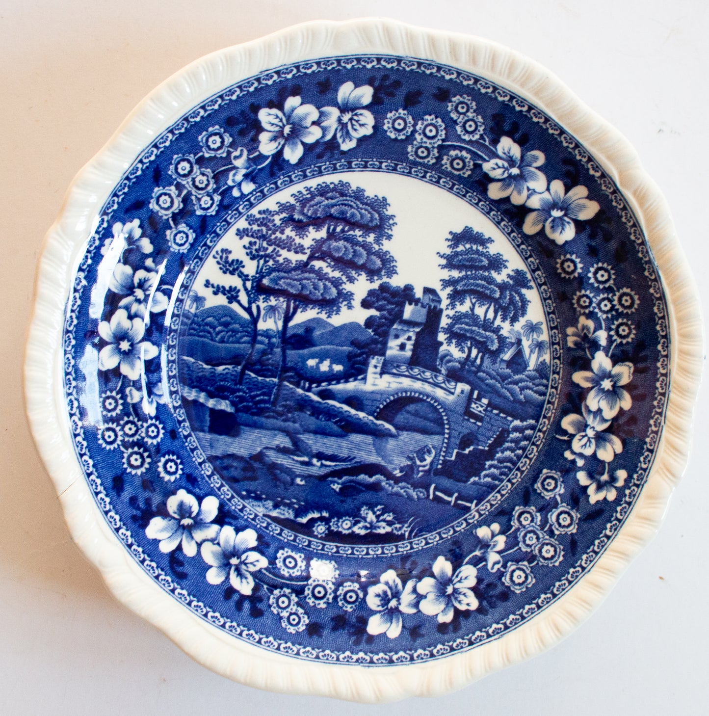 Spode's 'Tower' Pattern Blue and White Transferware 7.5" Plates (4)