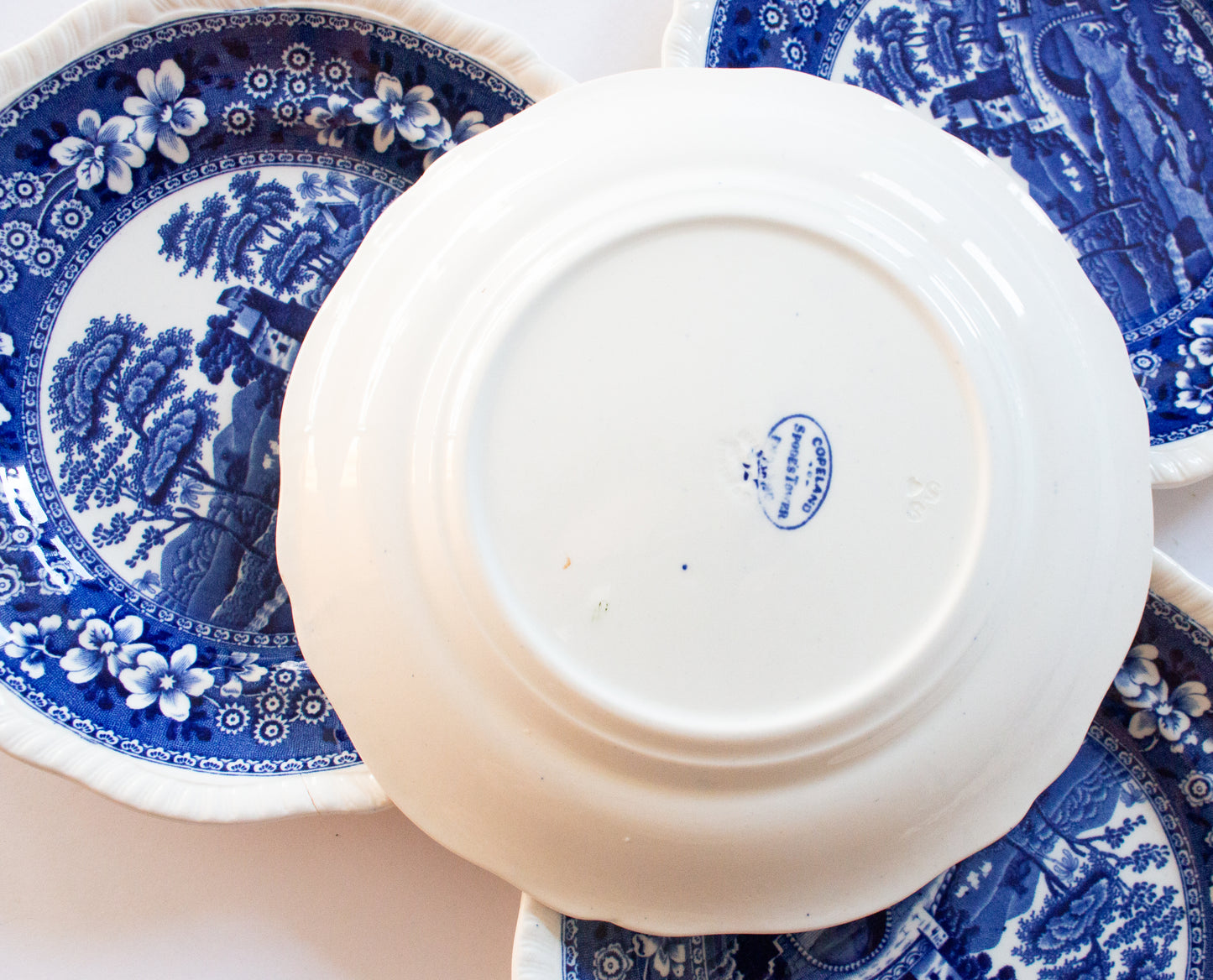 Spode's 'Tower' Pattern Blue and White Transferware 7.5" Plates (4)