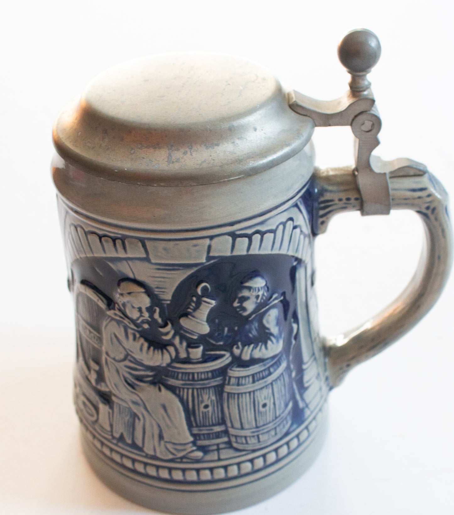 Vintage Mid Century West German Beer Stein Tankard with Original Pewter Lid