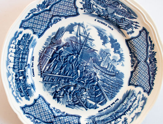 Alfred Meakin 'Fair Winds' Blue and White Transferware 7" Side Plates (4)