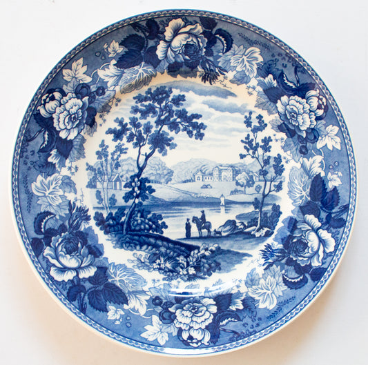 Wedwood Queen's Ware Blue and White Collection 'Blue Landscape' 9" Plate