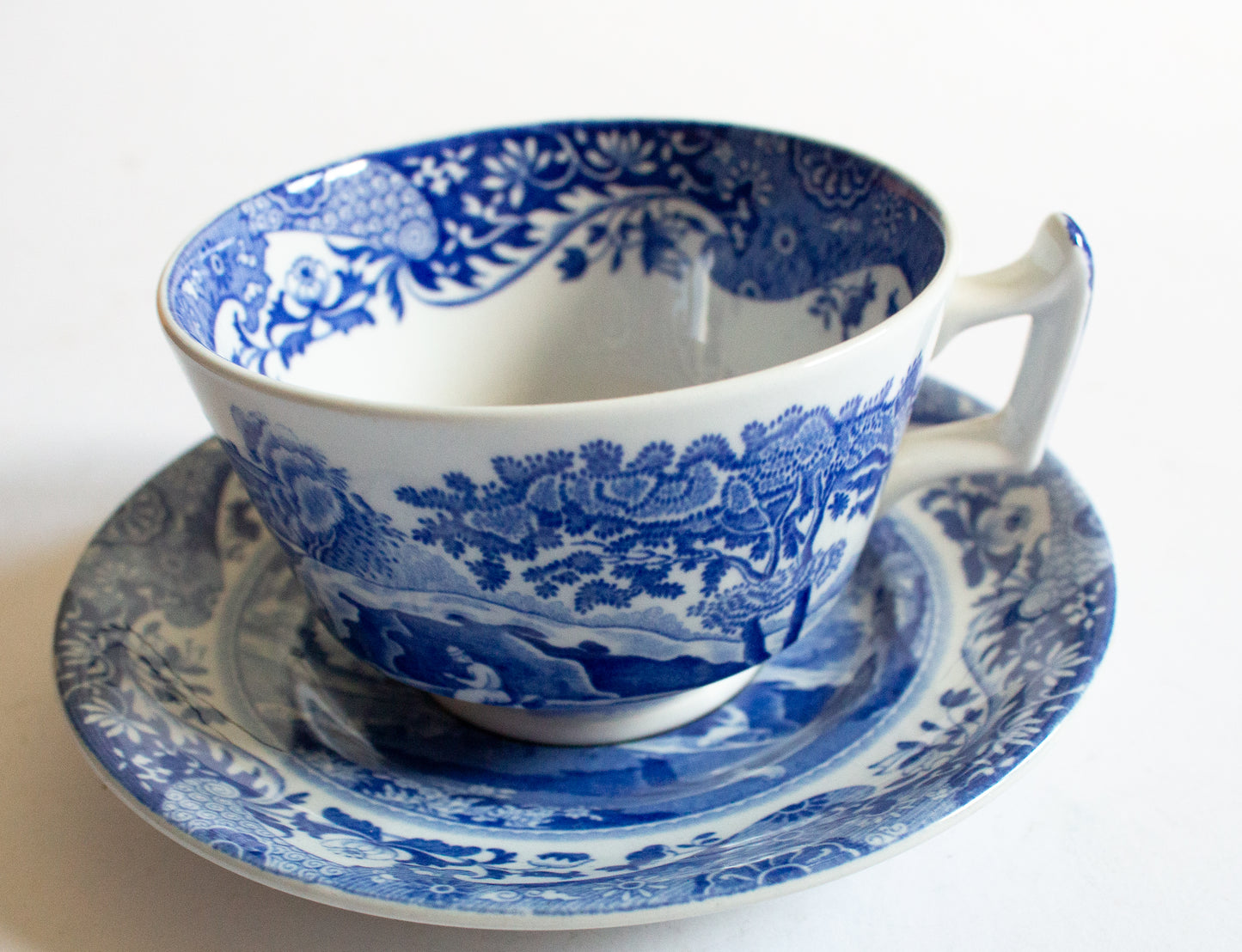 Spode 'Italian' Blue and White Transferware Teacup and Saucer