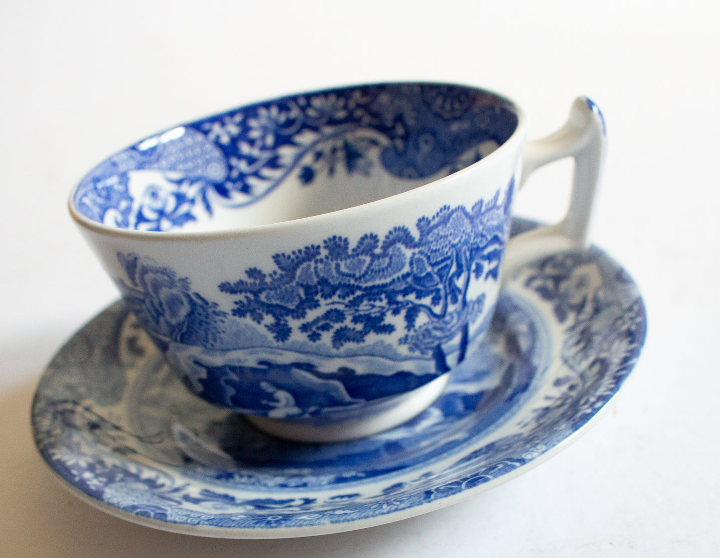 Spode 'Italian' Blue and White Transferware Teacup and Saucer