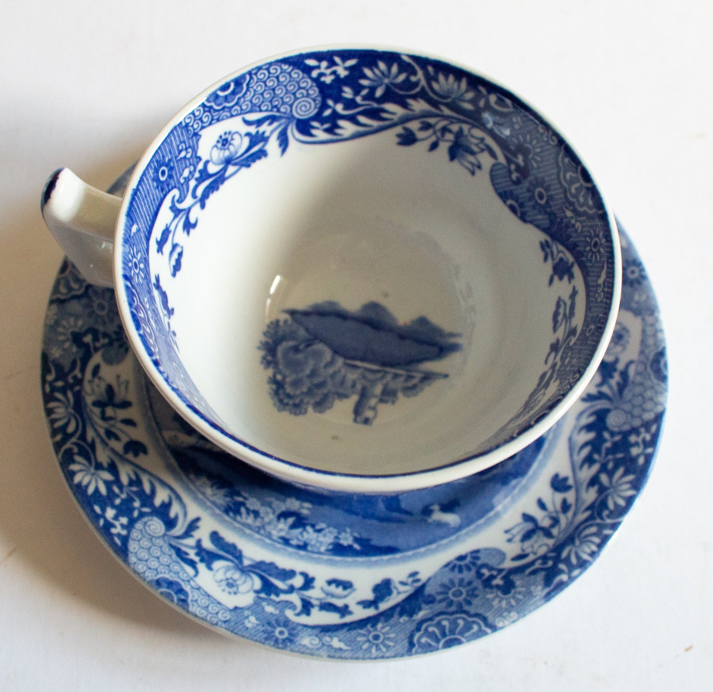 Spode 'Italian' Blue and White Transferware Teacup and Saucer