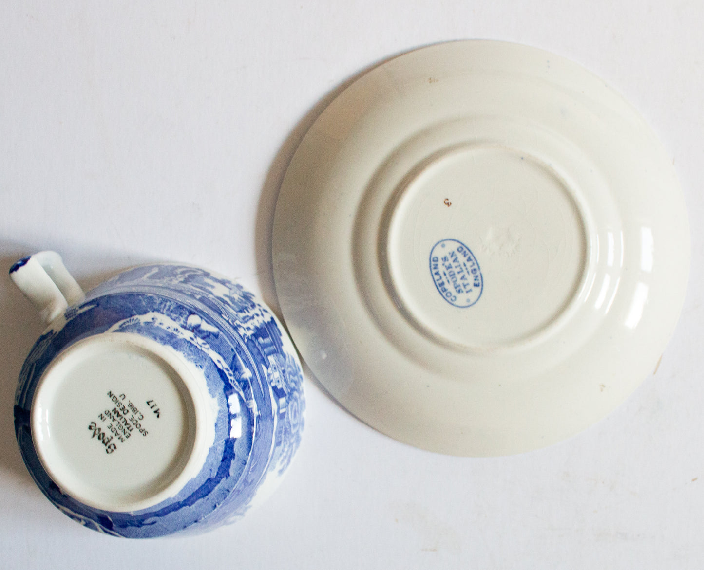 Spode 'Italian' Blue and White Transferware Teacup and Saucer