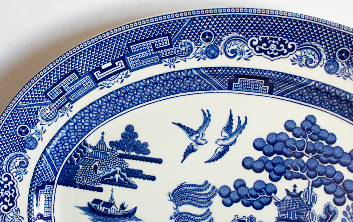 Johnson Bros. 'Old Willow' Pattern Blue and White Transferware Serving Platter