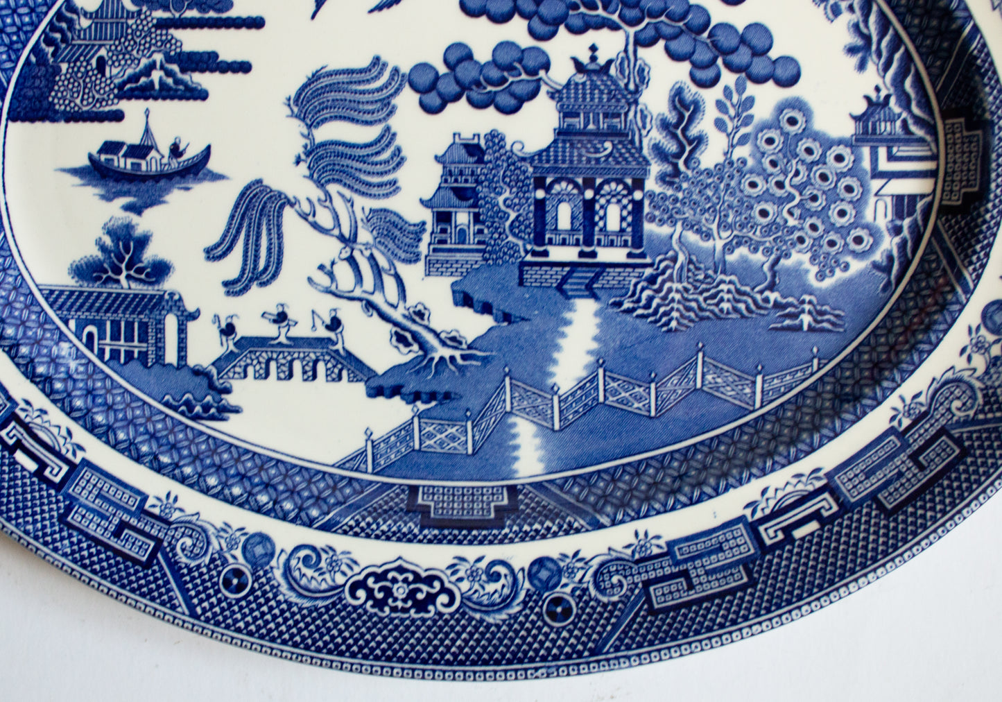 Johnson Bros. 'Old Willow' Pattern Blue and White Transferware Serving Platter