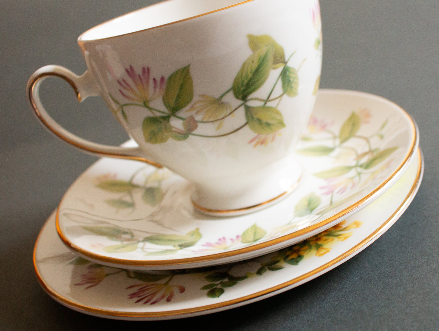 Royal Grafton Fine Bone China 'Country Flowers' Pattern Floral Teacup Trio