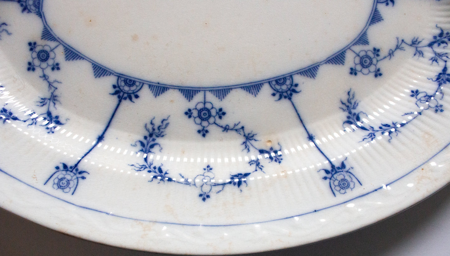 Furnivals 'Denmark' Pattern Blue and White Transferware Large Serving Platter