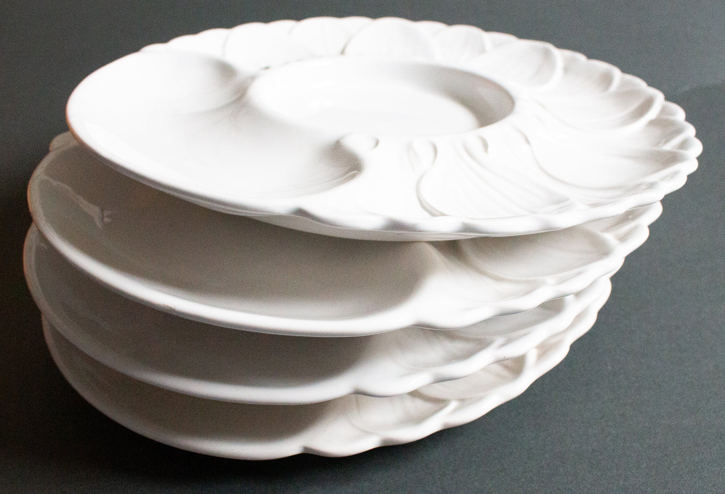 Vintage Mid Century ICTC White Artichoke Plates (4)