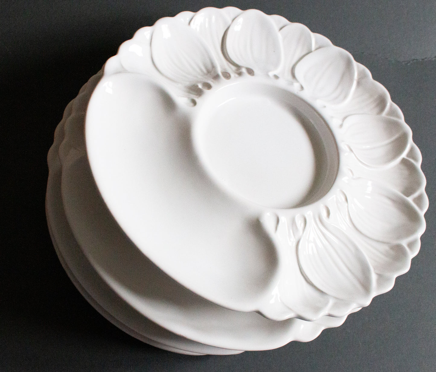 Vintage Mid Century ICTC White Artichoke Plates (4)