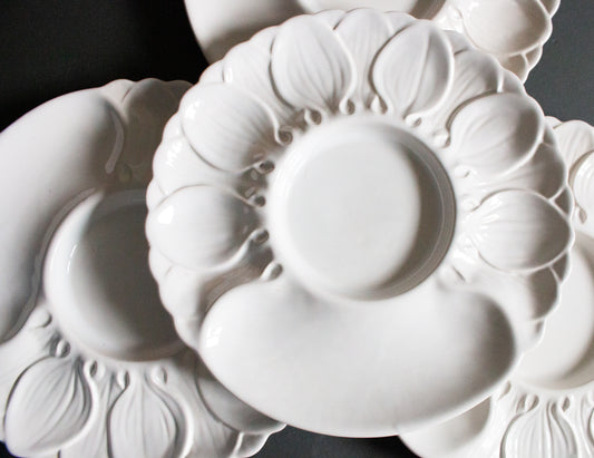 Vintage Mid Century ICTC White Artichoke Plates (4)