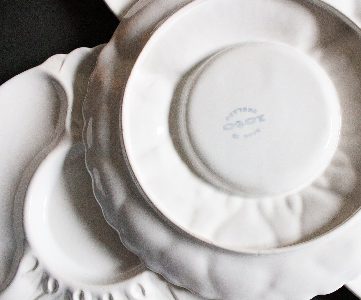 Vintage Mid Century ICTC White Artichoke Plates (4)